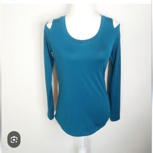 CALIA by Carrie Underwood Teal Blue Cold Shoulder Top